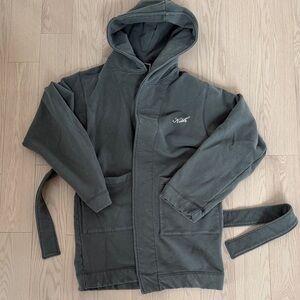 Kith Hooded Belted Robe Jacket in Dark Gray